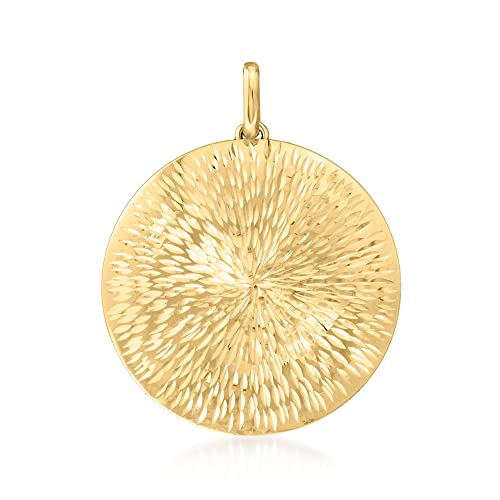 Ross-Simons Italian 14kt Yellow Gold Sunburst Medallion Pendant