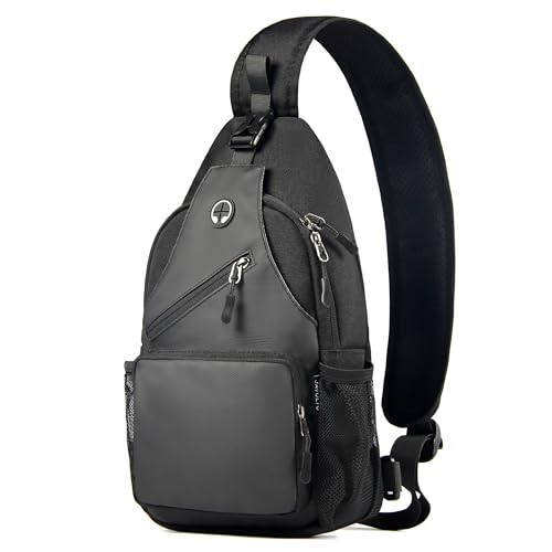 Javolto Crossbody Bags Sling Backpack，Multipurpose Cross body Shoulder Bag for Men and Women Chest Bag Travel Hiking Daypack-Black