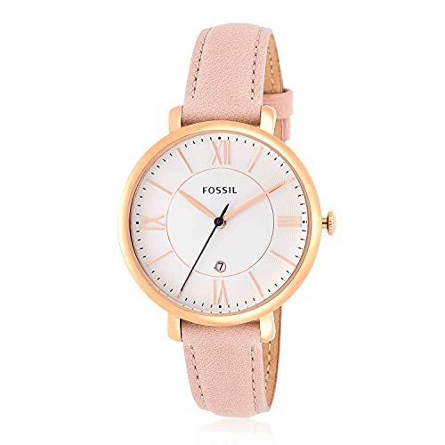 Fossil Women's Jacqueline Quartz Stainless Steel and Leather Watch, Color: Rose Gold, Blush Pink (Model: ES3988)