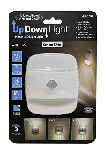 Sensor Brite UpDown Wireless Motion-Sensing LED Light, Automatic Accent LED Light, Battery-Operated Night LED Light, White