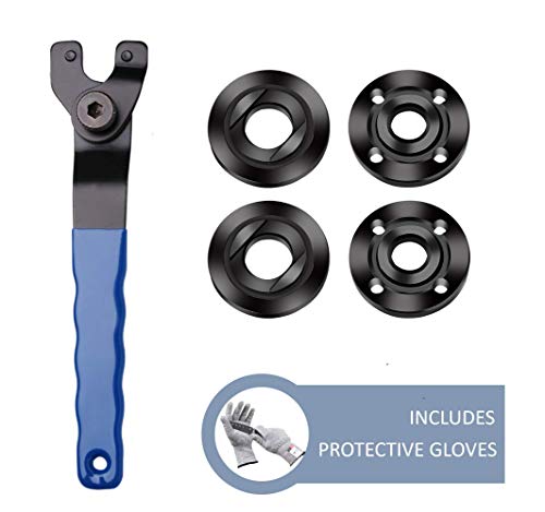 Grinder Wrench Grinder Shaft Nut 5/8-11 4 Pcs Compatible with Makita Milwaukee Dewalt Metabo Grinder Parts Bosch Ryobi Black Decker 4.5' 5' Protective Gloves Included