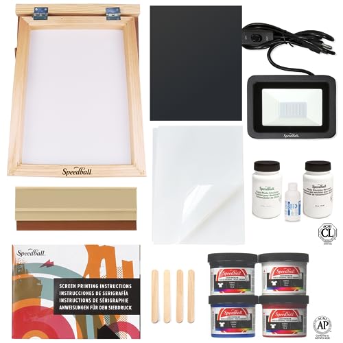 Speedball Advanced All-in-One Silk Screen Printing Kit, (19-Piece) Includes Ink, Frame Base, UV Exposure Light
