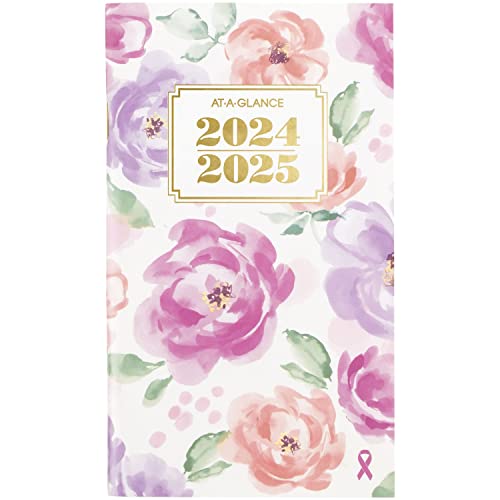 AT-A-GLANCE 2024-2025 Two Year Monthly Planner, 3-1/2' x 6', Pocket Size, City of Hope, Badge Floral (1675F-021-24)