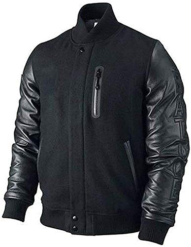 Men's Fashion Michael B Jordan Kobe Destroyer XXIV Battle varsity Wool and Leather Sleeves Bomber Jacket (X-Large)