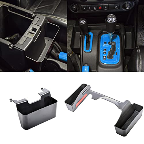 EDBETOS JK Gear Shift Side Tray and Center Console Hanging Box Compatible with 2011-2018 Jeep Wrangler JK JKU 2/4 Door Interior Accessories, Armrest Organizer Tray Shifter Storage Box, Black, 1 Set