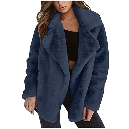 YRAETENM Winter Coats for Women 2024 Plus Size Faux Fur Warm Jacket Long Sleeve Fleece Outwear Comfy Soft Collar Overcoat