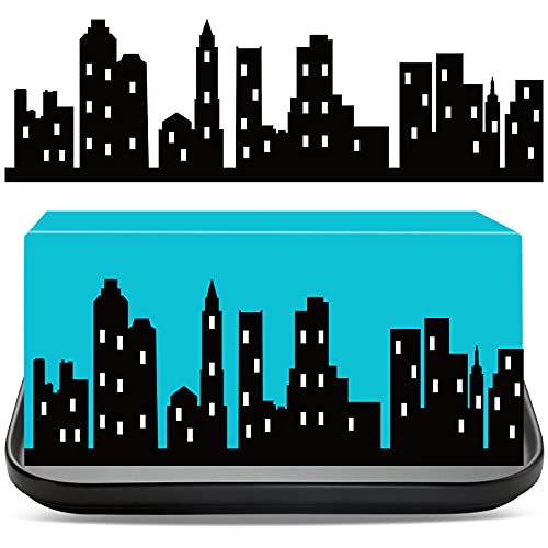 4 Pieces City Cake Border Decoration Toppers Stick On or Lay On Building Images Lighted City Backdrop for Cakes Wrap Desserts Birthday Party Decorating Supplies