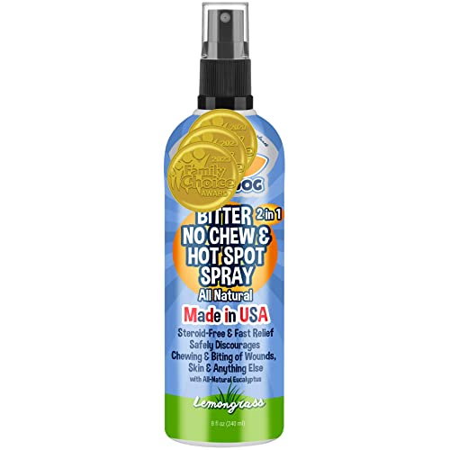 Bodhi Dog New Bitter 2 in 1 No Chew & Hot Spot Spray | Natural Anti-Chew Remedy Better Than Bitter Apple | Safe on Skin, Wounds and Most Surfaces | Made in USA (8 Fl Oz)