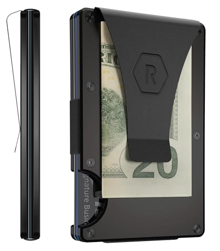 RIDGE wallets for men - The Ultimate RFID Wallet for Modern Dads - Slim, Stylish, and RFID Blocking - Aluminum Card & Money Clip Wallet (Black)