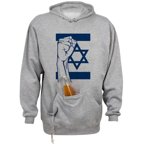 TEESANDTANKYOU Israel Fist Beer Holder Tailgate Hoodie Sweatshirt Unisex 3X-Large Oxford