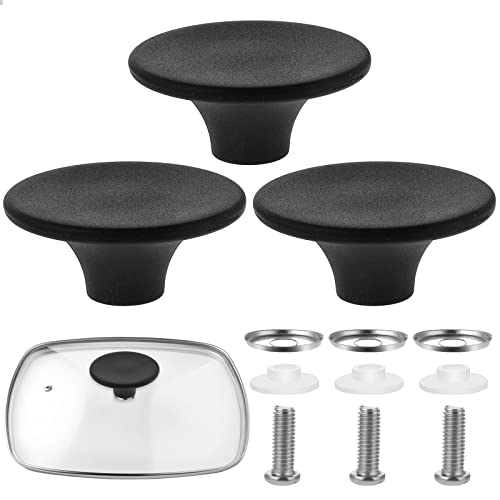 TIESOME 3 Pcs Pot Lid Knob, Universal Replacement Pan Lid Cover Knobs, 5.5cm Large Handle Lid Knob, Kitchen Cookware Knob Handle, Bakelite Circular Handgrip Knobs