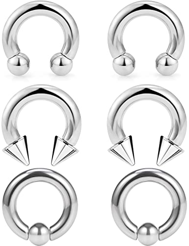 Ocptiy 8G Septum Ring Jewelry Ear Earrring Gauges Tunnel Plug stretching kit Big Large Septum Nose lip Ring Hoop Stainless Surgical Steel Cartilage Helix Tragu Earring Piercing Jewerly Women Men 12mm