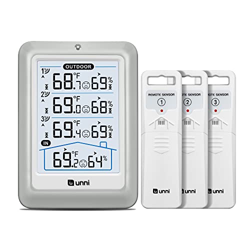 Indoor Outdoor Thermometer Wireless, 4.5 Inch Display Digital Hygrometer Thermometer Temperature Humidity Monitor with 330ft Range Sensor and Adjustable Backlight