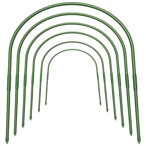 FOTMISHU Garden Hoops, 6Pcs Greenhouse Hoops Rust-Free Grow Tunnel, 18.9'x19.7' Garden Stake with Plastic Coated Plant Supports for Raised Beds Row Cover Garden Fabric
