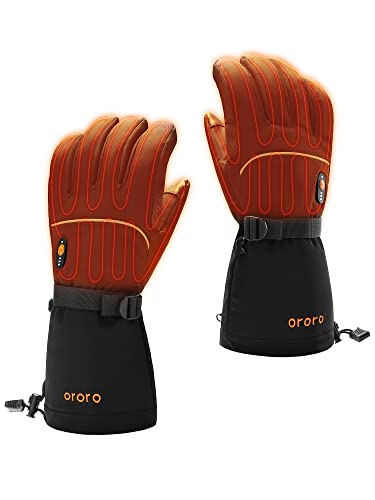 ORORO Heated Gloves for Women and Men, Rechargeable Heated Motorcycle Gloves, Battery Gloves for Skiing Hiking and Arthritis Hands (Black,L)