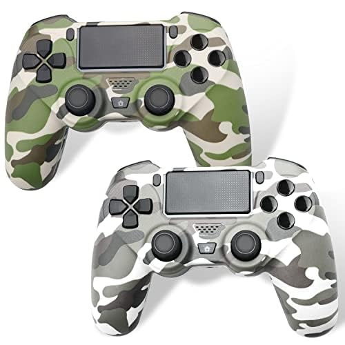 YsoKK 2 Pack Wireless PS4 Controller for Playstation 4/Slim/Pro with 1000mah Battery/Dual Vibration/Audio Jack/Six-axis Motion Sensor(Camouflage Grey and Camouflage Green)