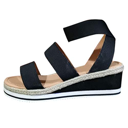 Shengsospp Women's Strappy Ankle Wrap Buckle Flat Sandals With Buckle Casual Cross Strappy Slip on Summer Shoes Open Toe Sandal Black, 9