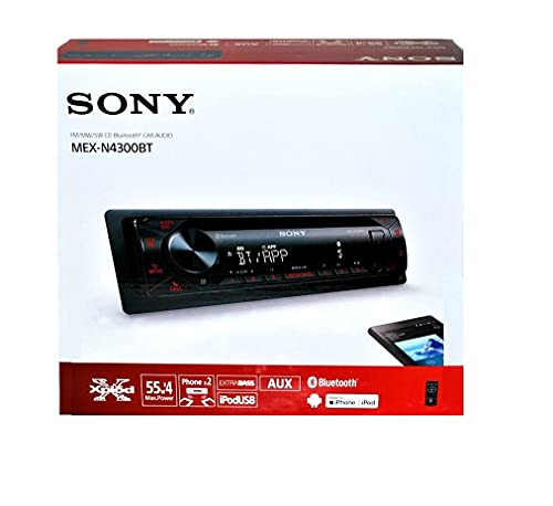 Sony MEX-N4300BT Built-in Dual Bluetooth Voice Command CD/MP3 AM/FM Radio Front USB AUX Pandora Spotify iHeartRadio iPod / iPhone Siri and Android Controls Car Stereo Receiver