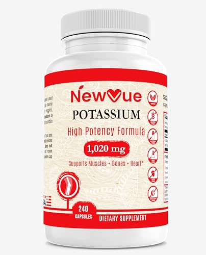 NewVue Potassium Supplement, 1020 mg,120 Servings, 240 caps