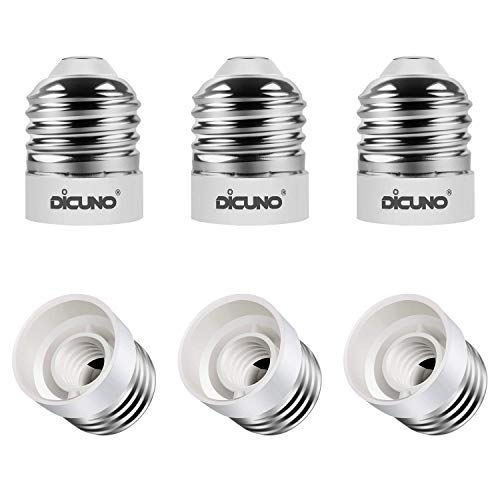 DiCUNO E26 to E12 Socket Adapter, Medium E26 to Candelabra E12 Base Bulb Converter, 0~120V Max 200W, 165℃ Heat-Resistant, E26 Medium Socket Converter, 6-Pack