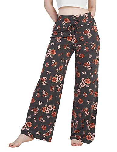 LAPASA Women's Pajama Pants Casual Wide Leg Loose with Drawstring Pocket Meditation Yoga Lounge Palazzo Stretchy Cozy L98 S Flower