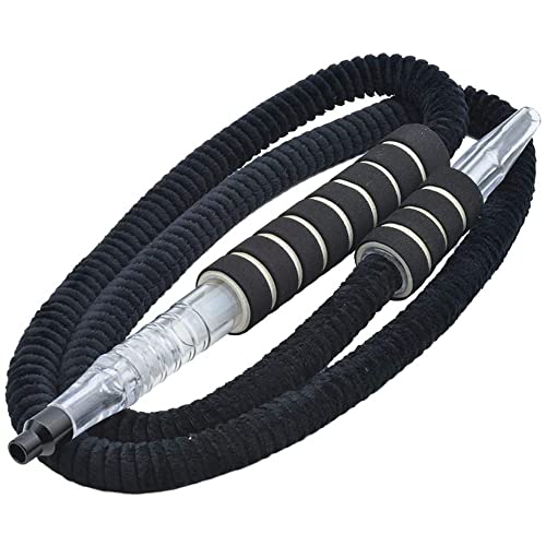 Hookah Hose Shisha Hose Washable Plush Hookah Pipe 6ft with Mini Ice Bag Detachable Mouth Tip Smoke Hose Hookah Shisha Pipe for Hookah Accessories (Black)