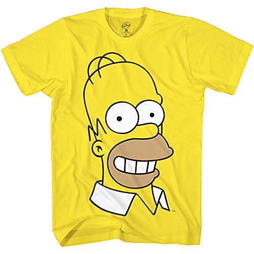 The Simpsons Mens Homer Shirt - Homer, Moe Szyslak, Chief Wiggum, Ned Flanders, Bart, Lisa Big Face Costume Cosplay T-Shirt (Yellow, X-Large)