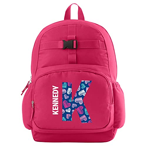 Let's Make Memories Personalized Kids Backpack with Lunch Box (Optional) - Pink, Bright Hearts