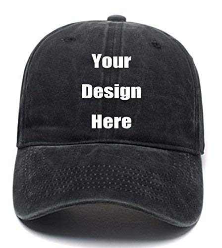 RR&DDXU Customize Your Own Design Text, Photos, Image Logo Adjustable Hat Hiphop Hat Baseball Cap (Deep Black, One Size)