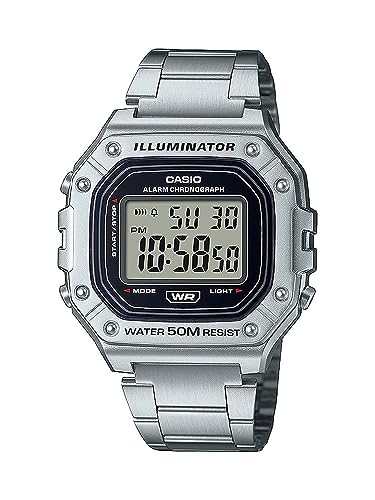 Casio Men's Quartz Sport Watch with Resin Strap, Silver, 28 (Model: W-218HD-1AVCF)