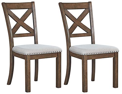 Signature Design by Ashley Moriville Modern Farmhouse 19' Upholstered Dining Room Chair, 2 Count, Brown