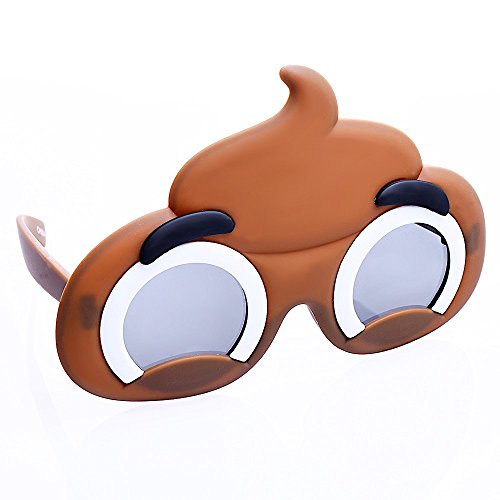 Sun-Staches Poop Emoji Sunglasses | Costume Accessory Party Favor | UV400 | One Size Fits Most