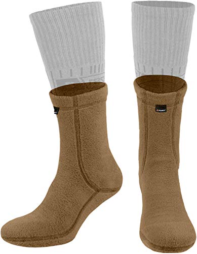 281Z Hiking Warm 6 inch Boot Liner Socks - Military Tactical Outdoor Sport - Polartec Fleece Winter Socks (Small, Coyote Brown)