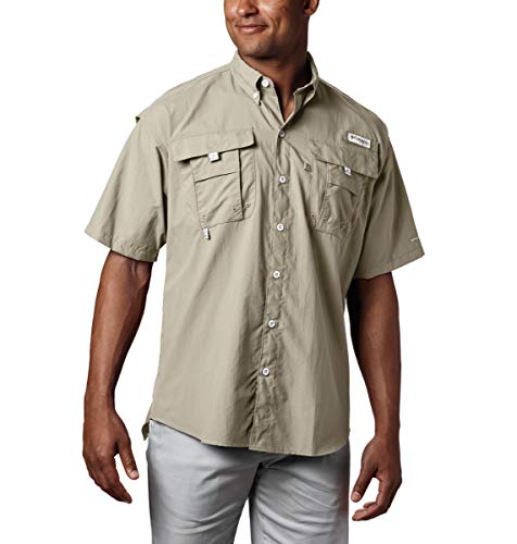 Columbia Men's Bahama II UPF 30 Short Sleeve PFG Fishing Shirt, Fossil, Large