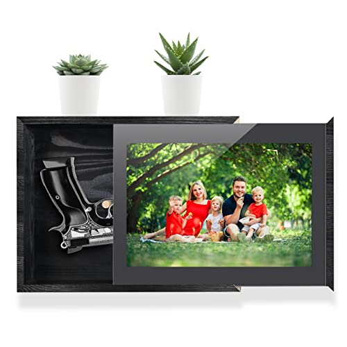 Hidden Gun Safes for Pistols, Concealment Shelf for Pistol Wall Storage, Wooden Gun Rack Furniture Cabinet Shelf, Secret Decor Handgun Box for Home Indoor Picture Frame