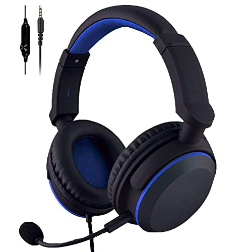 OONOL Gaming Headphones, Rotated Earmuffs, Retractable Microphone, Bass Sound, On Ear Wired Noise Cancelling Headset for PC, PS4, PS5, Xbox One, Switch, Laptop, 3.5MM Jack (Black)