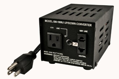 Simran SM-1000J Step Up and Down Japanese Transformer 1000W; Can be used only in 100 and 120 volt countries; Will convert from 120 volt to 100 volt AND from 100 volt to 120 volt.; Fuse protected; Heavy duty continuous use; Power ON/OFF Switch