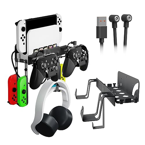 JDDWIN Brackets kit Compatible with Nintendo Switch/Switch OLED Wall Mount,Metal Switch/Switch OLED Stand Vertical Hanging On Wall（Black)