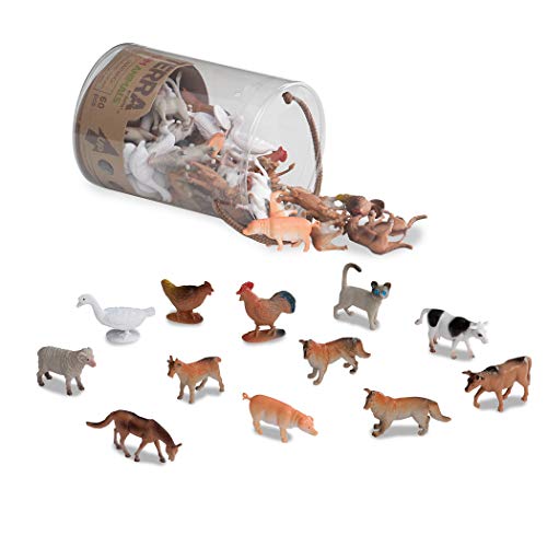 Terra by Battat – Toy Farm Animals Tube – 60 Mini Figures in 12 Realistic Designs – Barnyard Animals in Storage Tube – Cow, Pig, Goat, Sheep & More – Farm Animals – 3 Years +