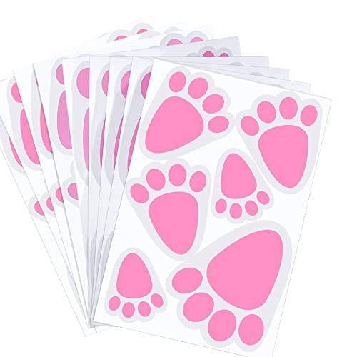 KUUQA 12 Sheet 72PCS Easter Bunny Feet Print Floor Clings Footprints Decals Stickers for Easter Home Party Decorations (Mixed Size)