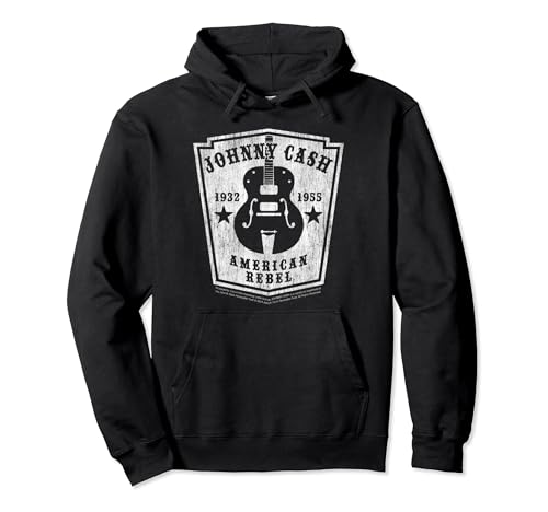 Johnny Cash Rebel Guitar Country Music by Rock Off Pullover Hoodie