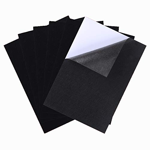 Perzodo 6 Pieces Black Adhesive Back Sheets - 8.3 by 11.8' (A4 Size) Adhesive Back Felt Sheets for Art Crafts Making, Jewelry Box and House Adorning