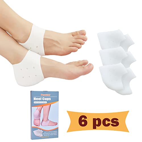 Heel Cups, Plantar Fasciitis Inserts, Heel Pads Cushion (3 Pairs, FSA or HSA Eligible) Great for Heel Pain, Heal Dry Cracked Heels, Achilles Tendinitis, for Men & Women. (Gel Heel Cups)