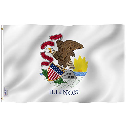 ANLEY Fly Breeze 3x5 Foot Illinois State Flag - Vivid Color and Fade Proof - Canvas Header and Double Stitched - Illinois IL Flags Polyester with Brass Grommets 3 X 5 Ft