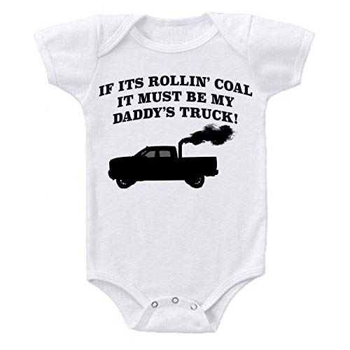 Ink Trendz My Daddy's Rollin Coal 4x4 Ram Pickup Truck Short Sleeve Baby Creeper 1Z Infant Suit Romper
