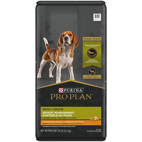Purina Pro Plan Weight Management Dog Food, Shredded Blend Chicken & Rice Formula - 34 lb. Bag