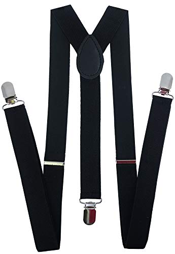 NAVISIMA Adjustable Elastic Y Back Style Suspender With Strong Metal Clips, Black (1 PK)