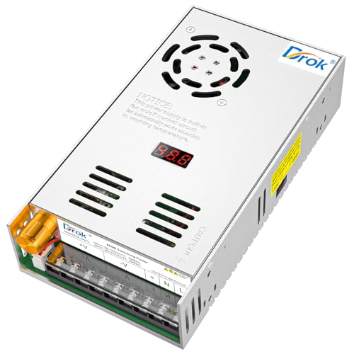 DROK 48V Power Supply, AC 110V/220V to DC 0-48V 10A 480W Buck Converter, Adjustable Variable LED Adapter Regulated 5V 12V 24V 30V 36V 48V Volt Voltage Transformer 10A Amp Charger for Lab CCTV