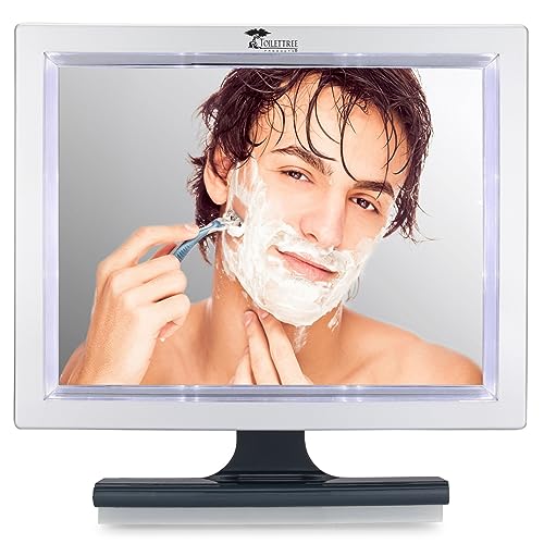 ToiletTree Products Deluxe LED Fogless Shower Mirror with Squeegee Anti-Fog Mirror - Adjustable Shaving Mirror with a Squeegee - Rust-Proof, Impact-Resistance Bathroom Shower Mirror