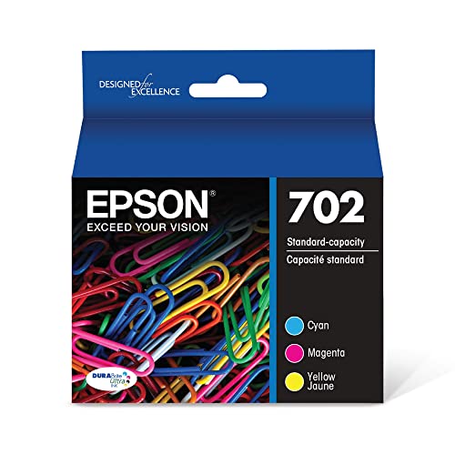 EPSON 702 DURABrite Ultra Ink Standard Capacity Color Combo Pack (T702520-S) Works with WorkForce Pro WF-3720, WF-3730, WF-3733